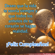 Tarjeta para dedicar: Deseo que la vida te sonría siempre. ¡Feliz Cumpleaños!
