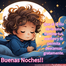 Tarjeta para dedicar: Buenas Noches!! la luna ilumine tus sueños
