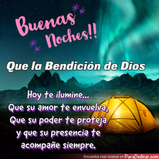 Tarjeta para dedicar: Buenas Noches!! Que la Bendición de Dios hoy te ilumine...