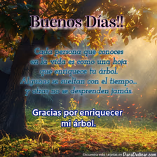 Tarjeta para dedicar: Buenos Días!! Gracias por enriquecer mi árbol