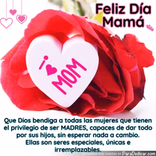 Tarjeta para dedicar: Feliz Día Mamá. Que Dios bendiga a todas las mujeres que tienen el privilegio de ser MADRES, capaces de dar todo por sus…