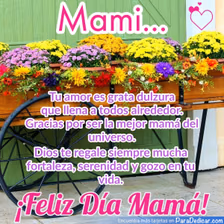 Tarjeta para dedicar: Mami... Tu amor es grata dulzura que llena a todos alrededor. Gracias por ser la mejor mamá del universo. Feliz Día Mamá…