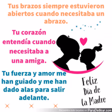Tarjeta para dedicar: Tus brazos siempre estuvieron abiertos cuando necesitaba un abrazo. Feliz Día de la Madre.