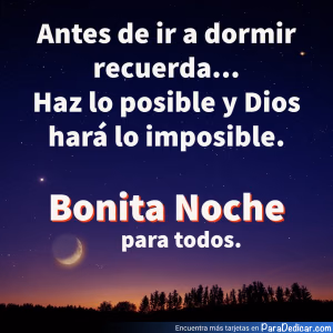 Tarjeta para dedicar: Bonita Noche para todos.