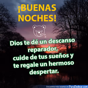 Tarjeta para dedicar: ¡Buenas Noches! Dios te dé un descanso reparador.