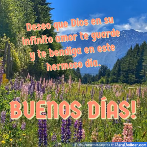 Tarjeta para dedicar: Buenos días. Deseo que Dios en su infinito amor te guarde
