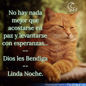 Tarjeta para dedicar: No hay nada mejor que acostarse en paz, Dios te bendiga, Linda noche