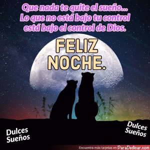 Tarjeta para dedicar: Que nada te quite el sueño... Lo que no está bajo tu control está bajo el control de Dios. FELIZ NOCHE. Dulces Sueños