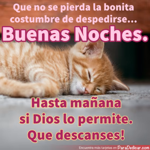 Tarjeta para dedicar: Que no se pierda la bonita costumbre de despedirse... Buenas Noches.