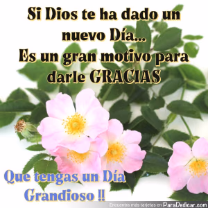 Tarjeta para dedicar: Si Dios te ha dado un nuevo Día... Es un gran motivo para darle GRACIAS. Que tengas un Día Grandioso!!