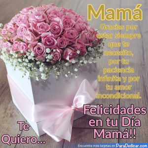 Tarjeta de Mamá gracias por estar siempre que te necesito,  Felicidades en tu Día Mamá!!