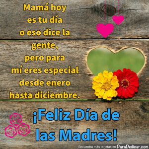 Tarjeta de Mamá hoy es tu día o eso dice la gente,  Feliz Día de las Madres!
